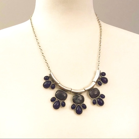 INC Silver Tone Metal Multicolored Stone Necklace - Picture 1 of 15
